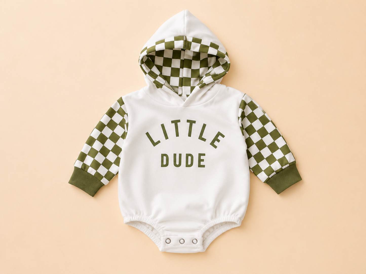 Little Dude Checkered Hoodie Romper